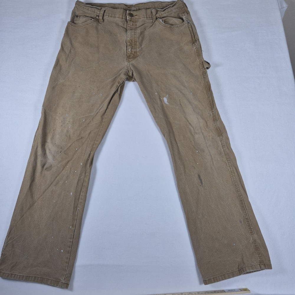 Dickies Carpenter Pants Mens 36x32 Distressed Paint Splatter Canvas Workwear